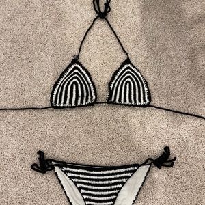 Bikini TOP, Black and White Knit, US 4-6, Top Shop